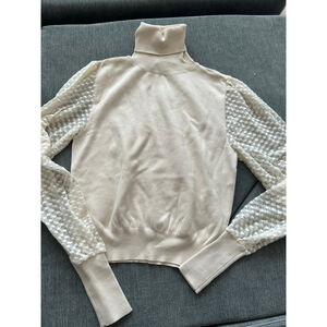 Zara cream turtleneck w mesh sleeves small